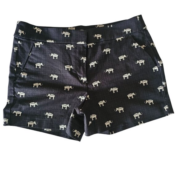 LOFT Coastal Gray (Dark Gray/Blue) Elephant Print The Riviera Short Size 8 - Picture 3 of 11
